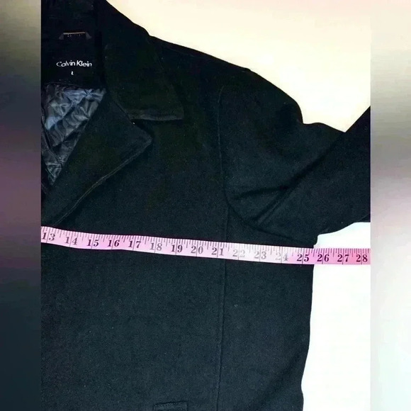 Calvin Klein Men's Classic Fit Black Wool Blend Overcoat Size- Large - Picture 7 of 9